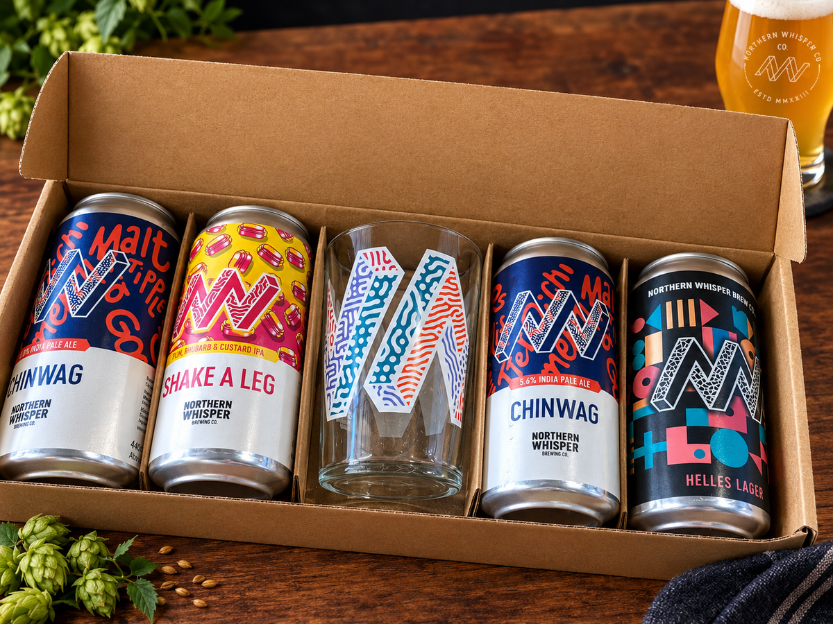 Northern Whisper 4 Beers & Glass Gift set